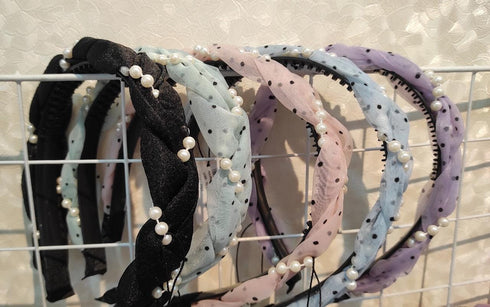 Polka Dot Mesh Pearl Hair Band